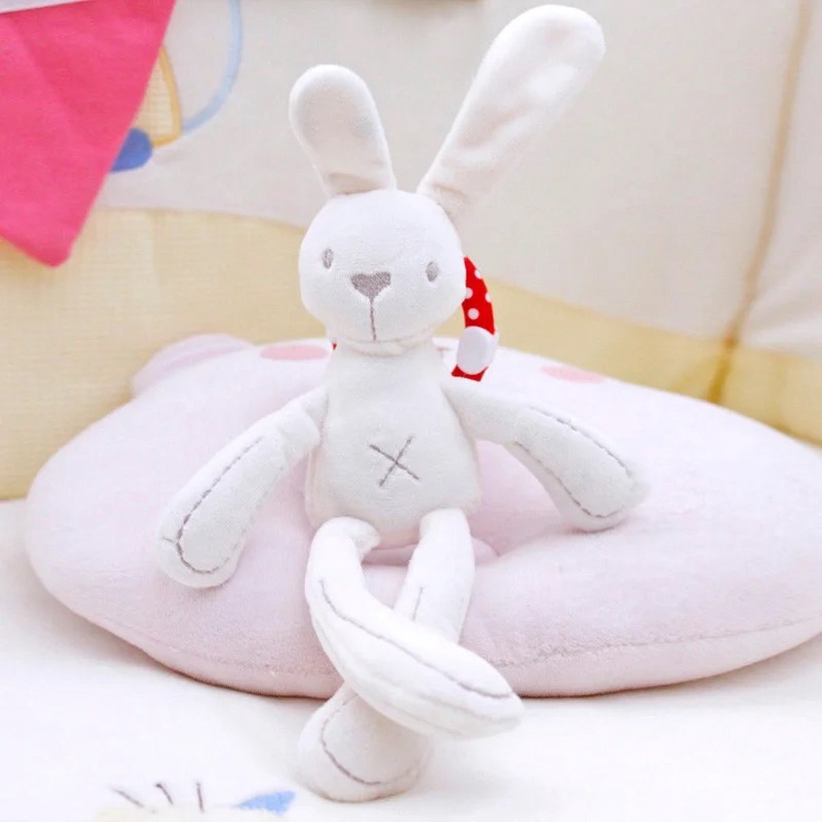 Babycure Knuffel Konijntje | Rammelaar | bijtring | White bunny | Rabbit | Kraam cadeau | Kado Tip |